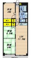 大阪府大阪市城東区鴫野西5丁目(マンション)の賃貸物件6fの間取り