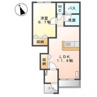 岡山県岡山市中区関(アパート)の賃貸物件102の間取り