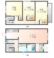 岡山県岡山市北区津島西坂2丁目(一戸建)の賃貸物件Aの間取り