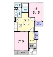 岡山県和気郡和気町大田原(アパート)の賃貸物件101の間取り