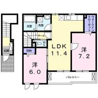 岡山県倉敷市中島(アパート)の賃貸物件の間取り