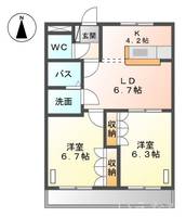 岡山県岡山市東区西大寺松崎(アパート)の賃貸物件202の間取り