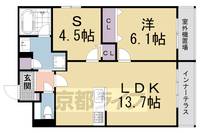 京都府京都市左京区田中上柳町の賃貸マンションの間取り