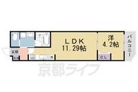 京都府京都市伏見区両替町1丁目の賃貸アパートの間取り