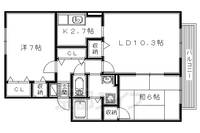大阪府枚方市茄子作1丁目の賃貸アパートの間取り