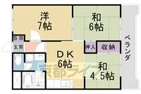 京都府京都市山科区音羽山等地の賃貸マンションの間取り