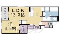 京都府木津川市市坂久保川の賃貸アパートの間取り