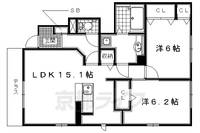 京都府京田辺市東鍵田の賃貸アパートの間取り