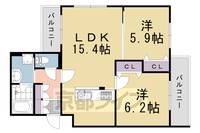 京都府長岡京市開田1丁目の賃貸マンションの間取り