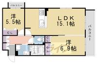 京都府長岡京市開田1丁目の賃貸マンションの間取り