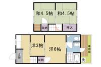 京都府京都市右京区太秦百合ケ本町の賃貸テラスハウスの間取り