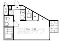 京都府京都市東山区清井町の賃貸マンションの間取り
