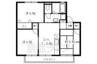 京都府京都市左京区岩倉幡枝町の賃貸アパートの間取り