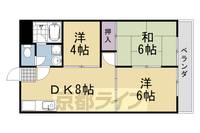 京都府京都市西京区下津林東大般若町の賃貸マンションの間取り