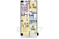 京都府京都市西京区上桂東ノ口町の賃貸マンションの間取り