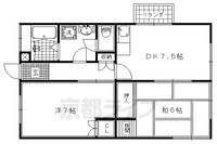 京都府京都市北区上賀茂南大路町の賃貸アパートの間取り