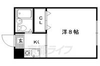 京都府京都市北区衣笠赤阪町の賃貸アパートの間取り