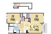 京都府京都市伏見区久我石原町の賃貸アパートの間取り