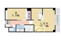 京都府京都市中京区聚楽廻南町の賃貸マンションの間取り