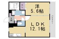 京都府京都市右京区山ノ内苗町の賃貸マンションの間取り
