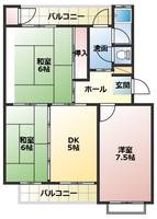 三室山コープタウン5号棟の間取り