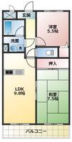 大阪府堺市西区鳳北町9丁(マンション)の賃貸物件の間取り