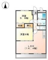 兵庫県たつの市龍野町中村の賃貸アパートの間取り