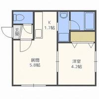 北海道札幌市豊平区中の島一条6丁目(アパート)の賃貸物件105の間取り