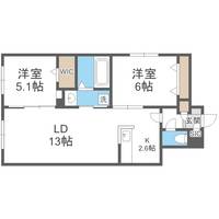 北海道札幌市厚別区厚別西二条2丁目(マンション)の賃貸物件105の間取り