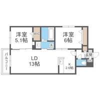 北海道札幌市厚別区厚別西二条2丁目(マンション)の賃貸物件305の間取り