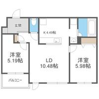 北海道札幌市西区八軒八条東1丁目(マンション)の賃貸物件205の間取り