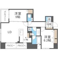 北海道札幌市中央区南九条西4丁目(マンション)の賃貸物件405の間取り