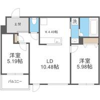 北海道札幌市西区八軒八条東1丁目(マンション)の賃貸物件405の間取り