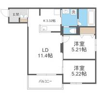 北海道札幌市西区八軒八条東1丁目(マンション)の賃貸物件406の間取り