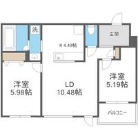 北海道札幌市西区八軒八条東1丁目(マンション)の賃貸物件503の間取り