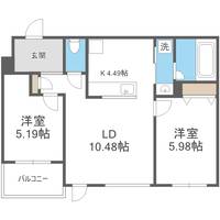 北海道札幌市西区八軒八条東1丁目(マンション)の賃貸物件505の間取り