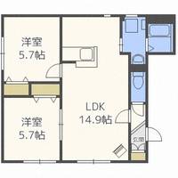 北海道札幌市東区本町二条4丁目(アパート)の賃貸物件102の間取り