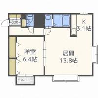 北海道札幌市手稲区富丘二条4丁目(アパート)の賃貸物件205の間取り