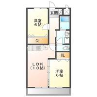 愛知県知立市広見1丁目(マンション)の賃貸物件102の間取り