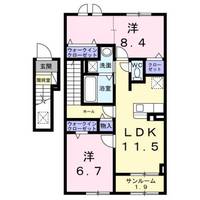 富山県富山市下冨居2丁目(アパート)の賃貸物件の間取り