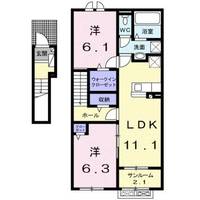 富山県富山市下冨居2丁目(アパート)の賃貸物件の間取り