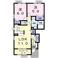 富山県富山市岩瀬白山町(アパート)の賃貸物件の間取り