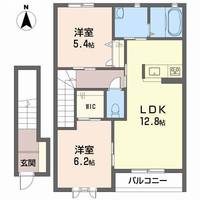 テラスコート東垣生A棟202の間取り
