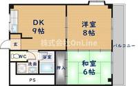 大阪府八尾市山本町北7丁目(マンション)の賃貸物件の間取り