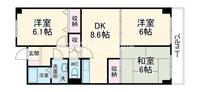 大阪府東大阪市源氏ケ丘(マンション)の賃貸物件の間取り