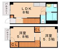 アンプルールフェール若草105の間取り