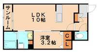 福岡県福岡市南区弥永2丁目(アパート)の賃貸物件101の間取り