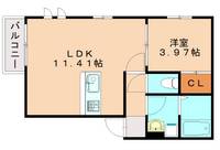 福岡県福岡市博多区麦野6丁目(アパート)の賃貸物件102の間取り