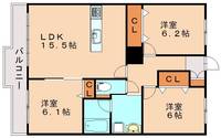 福岡県飯塚市本町(マンション)の賃貸物件403の間取り