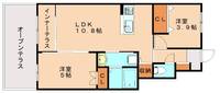 福岡県糟屋郡粕屋町仲原2丁目(アパート)の賃貸物件102の間取り